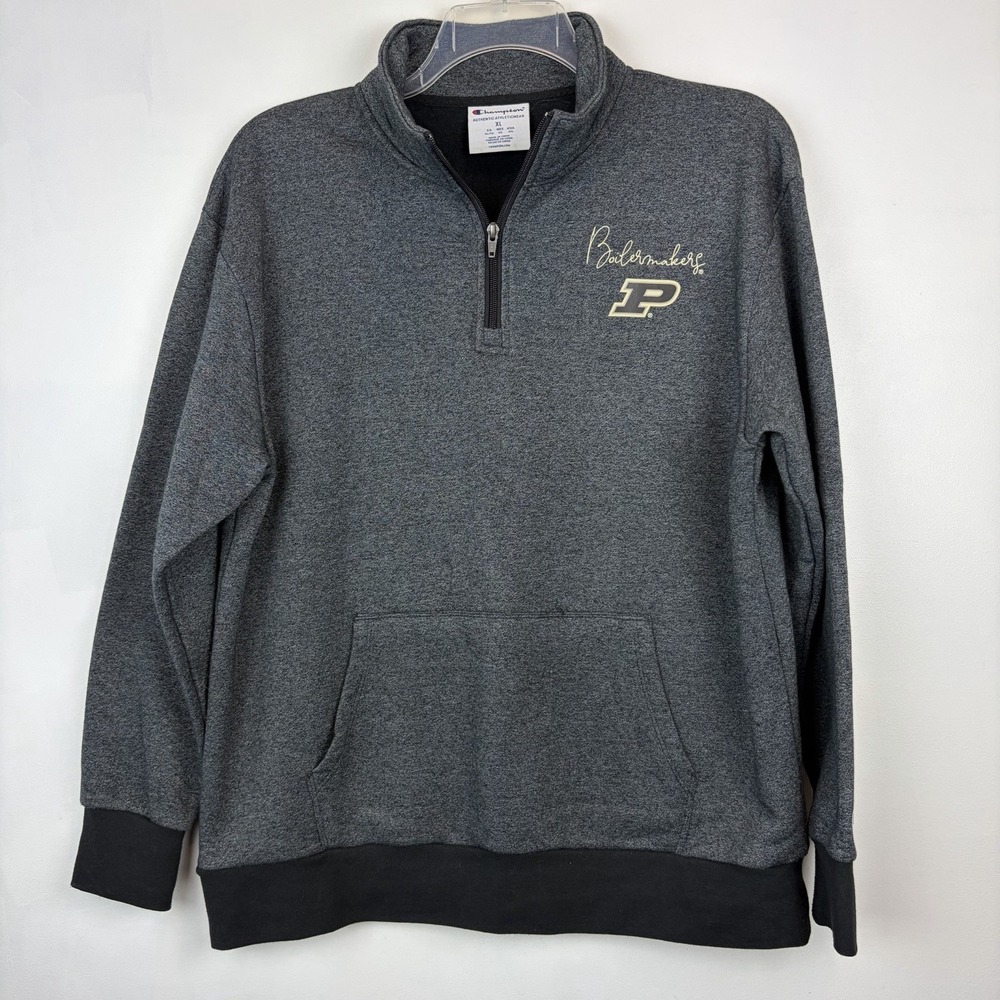 Purdue Boilermakers Sweatshirt Mens XL Gray NCAA Football Champion 1/4 Zip